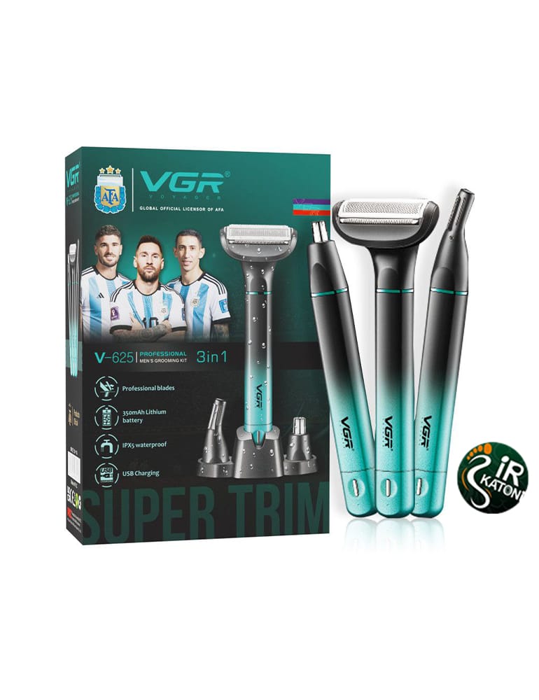 بادی کروم و ماشین اصلاح سه‌کاره وی جی آر مدل V-625